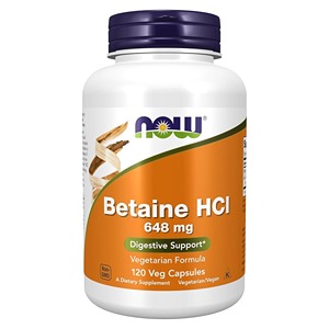 مکمل بتائین HCl ناو 648 میلی‌گرم 120 کپسولی NOW