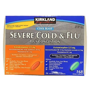 قرص تسکین دهنده علائم سرما خوردگی و آنفولانزا کرکلند 168 عددی Kirkland Severe Cold & Flu