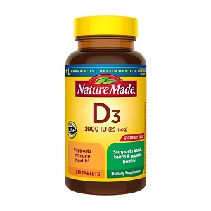 قرص ویتامین D3 نیچرمید 25 میکرو گرم 210 عددی Nature Made