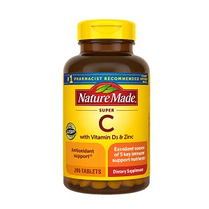 قرص سوپرسی حاوی ویتامین C، ویتامین D3 و زینک نیچرمید 200 عددی Nature Made