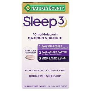 قرص اسلیپ 3 ملاتونین سه‌لایه نیچرز بونتی 120 عددی Nature's Bounty